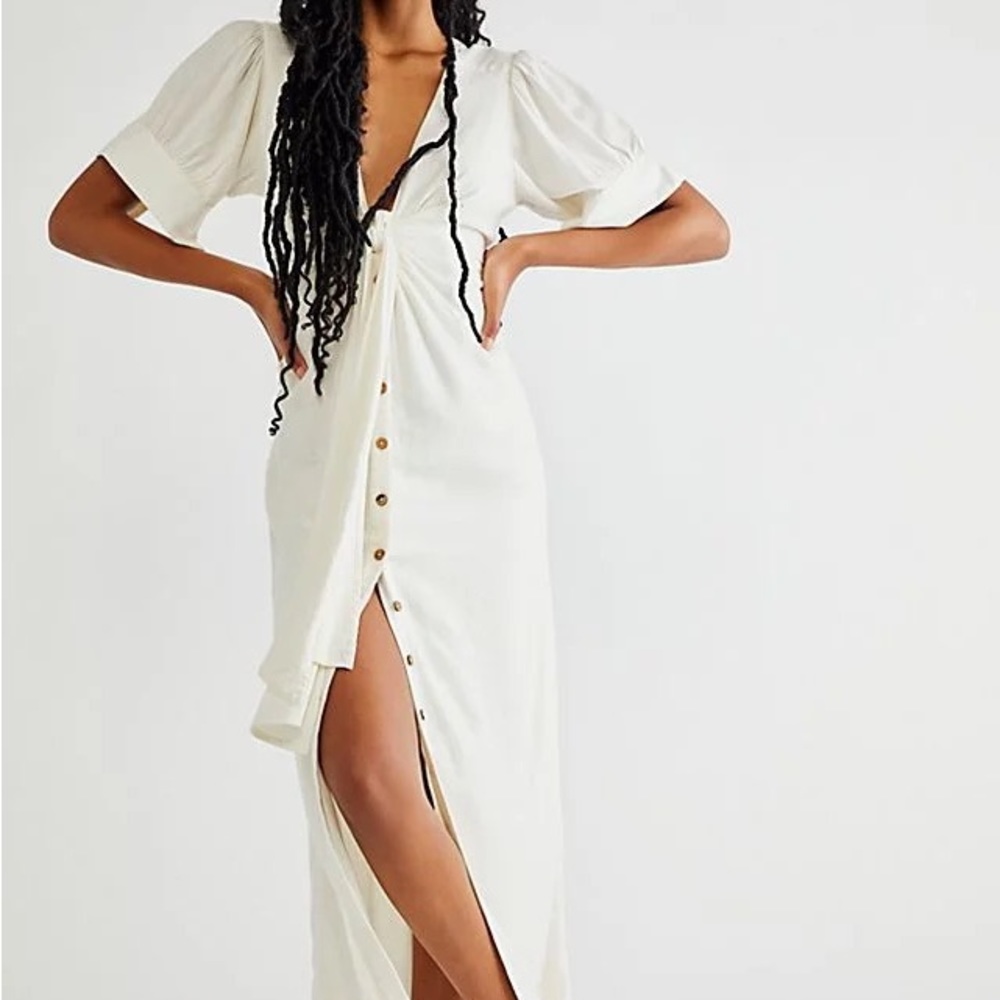 Free People Vintage Summer Midi Dress ivory white